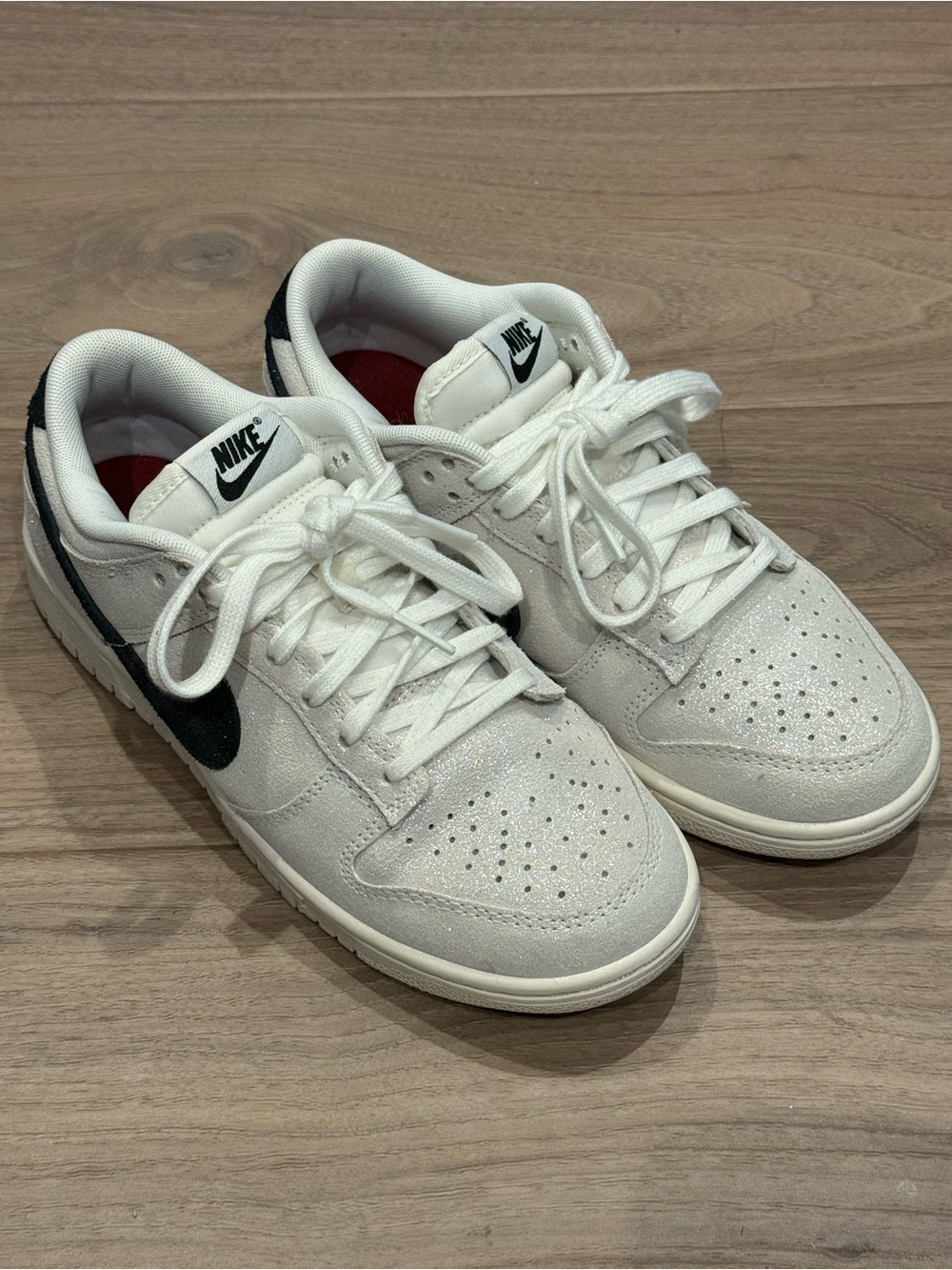 Women’s Nike White Shimmer Dunk - Picture 2 of 8